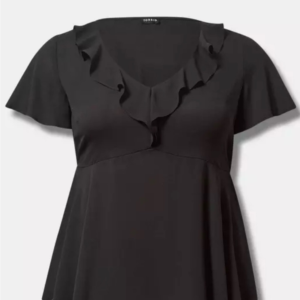 Torrid Black Ruffled Cap Sleeve Blouse